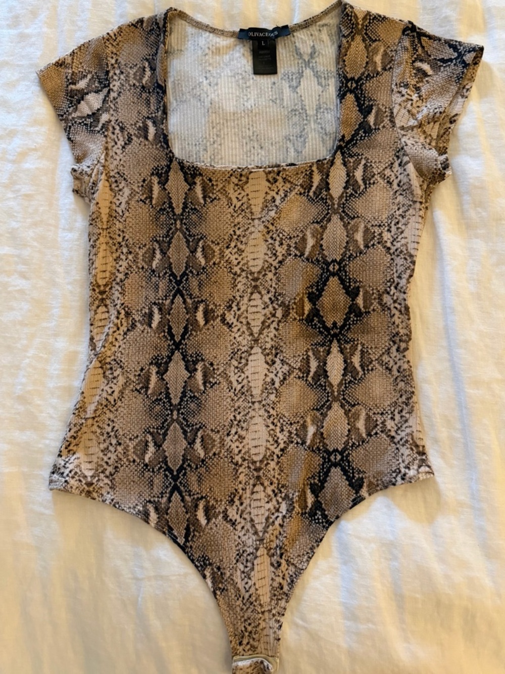 Olivaceous Snake Print Bodysuit in Tan and Black
